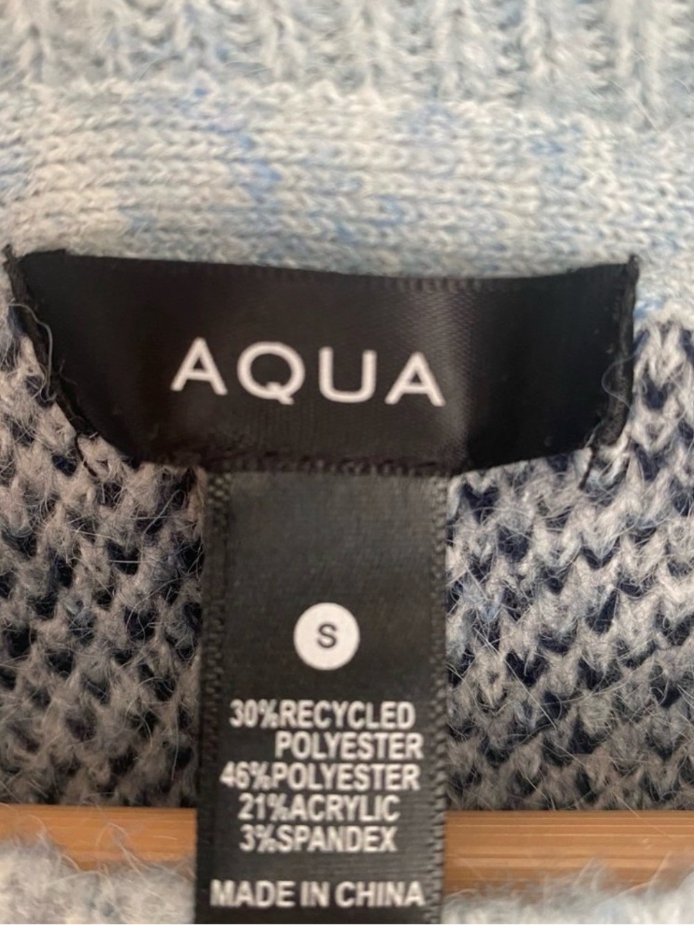 Aqua Light Blue & Navy Abstract Crew Sweater - Picture 4 of 4